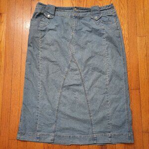 Lisa Dee‎ 22 Blue Jean Denim Long Skirt Back Slit Yellowstone Y2K